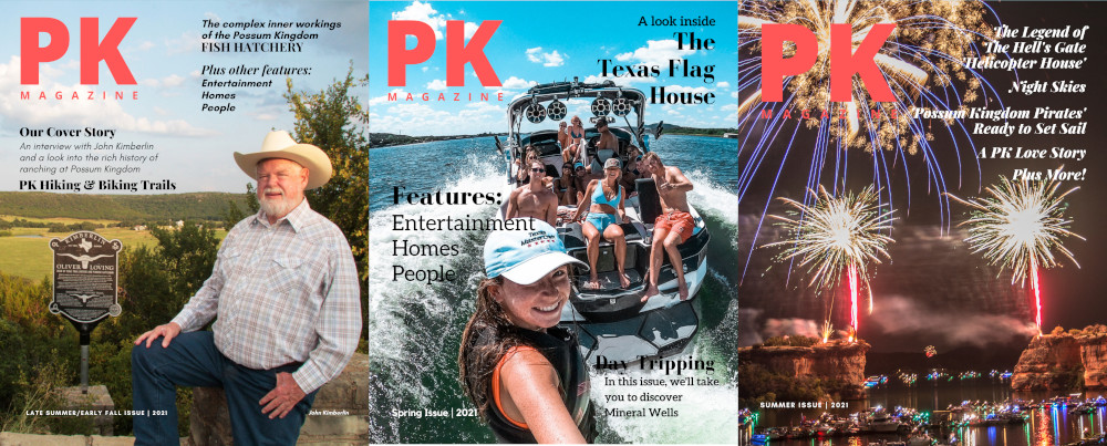 A series of three magazines with people on boats.