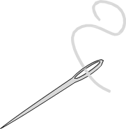 A close-up of a sewing needle with thread.