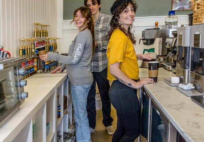 <b><i>Pictured above:  Kaylee Board, Jacob Sims and
Chelsey Leathers are ready to serve you at The Perk of PK</i></b>